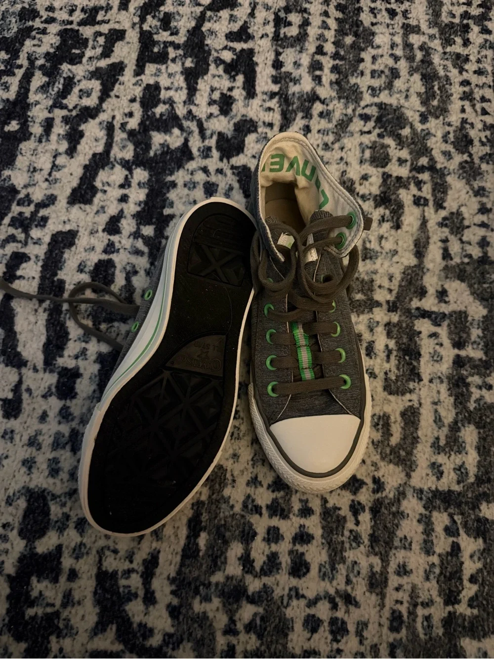 Converse Kids High-Top Sneakers in Gray with Neon Green Accents